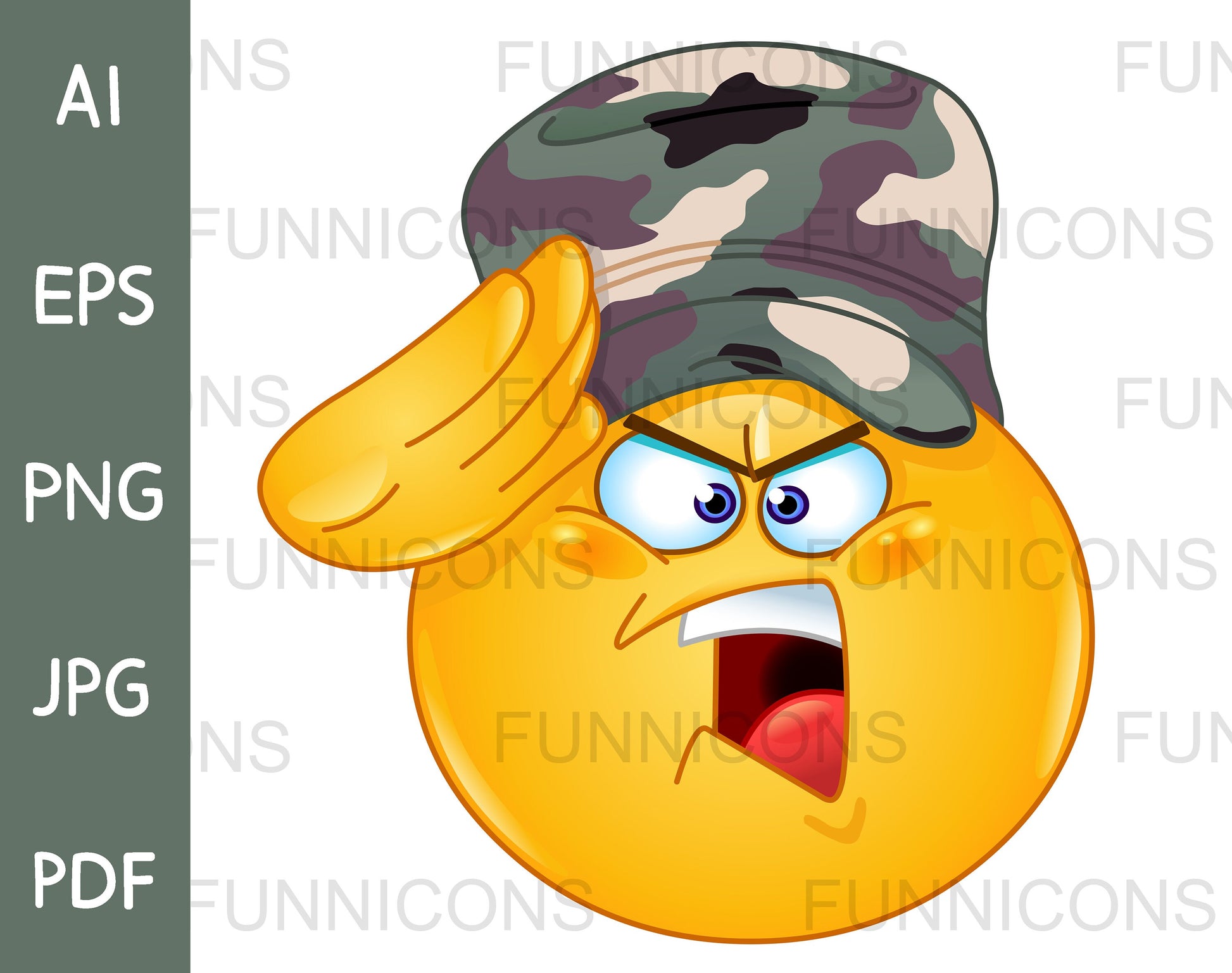 Soldier Emoji Saluting Saying Yes Sir Vector Clipart Stock Image