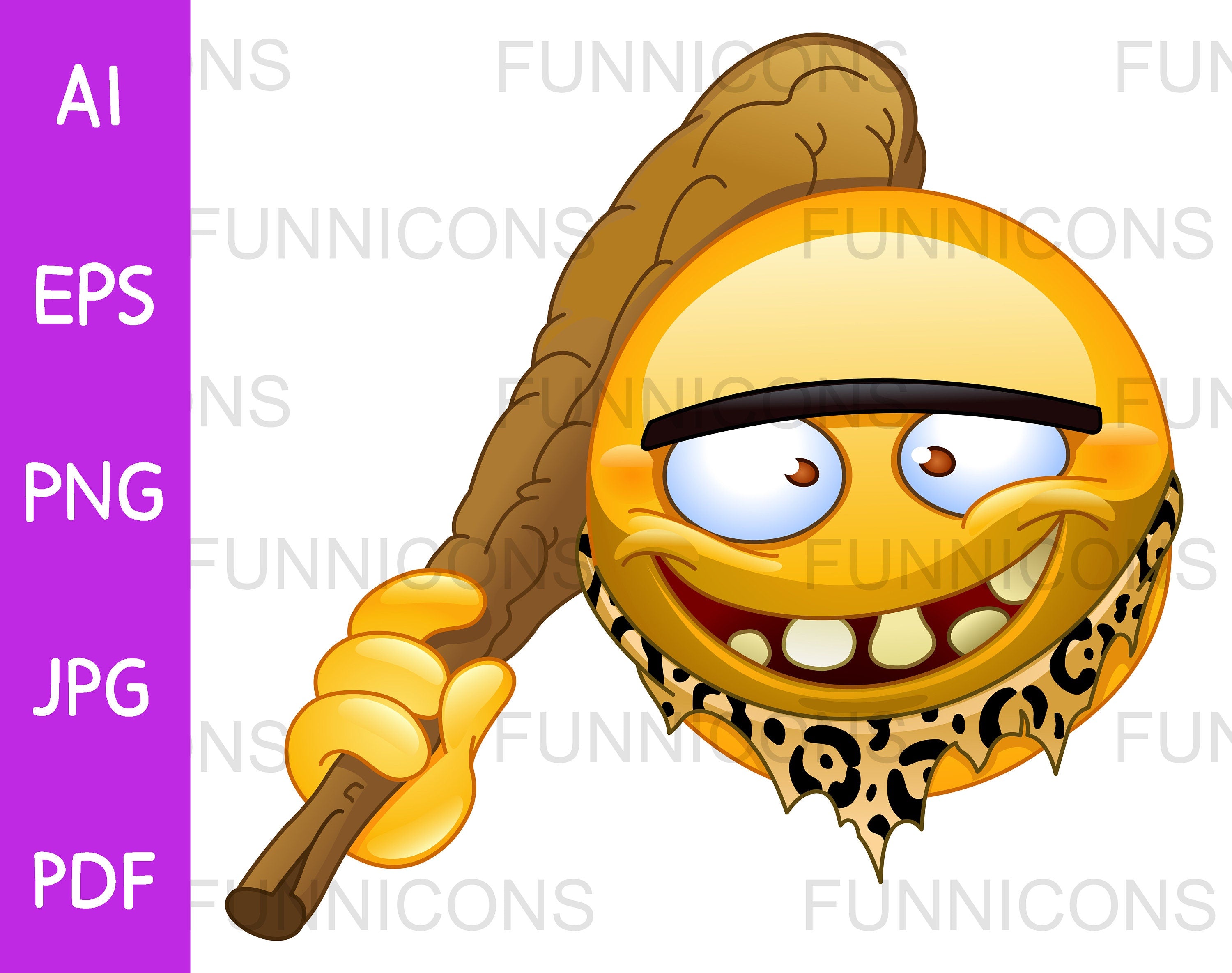 Neanderthal Caveman Emoji With Wooden Club Vector Clipart Stock   Il Fullxfull.3969095198 Fc9d 