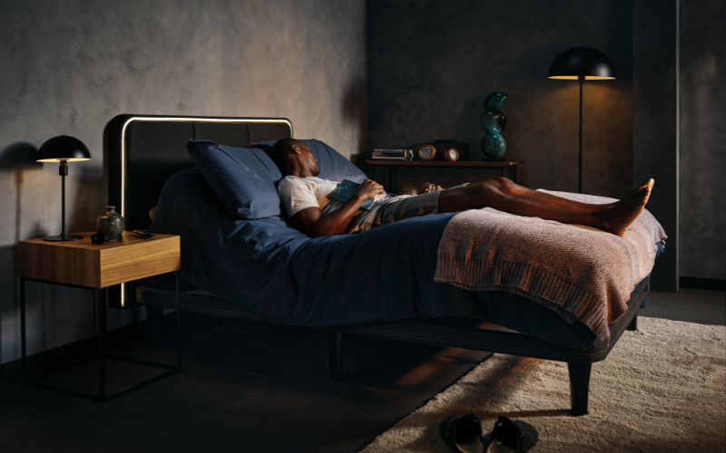 Man sleeping on a zero gravity bed for back pain relief