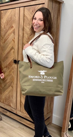 Sword and plough tote