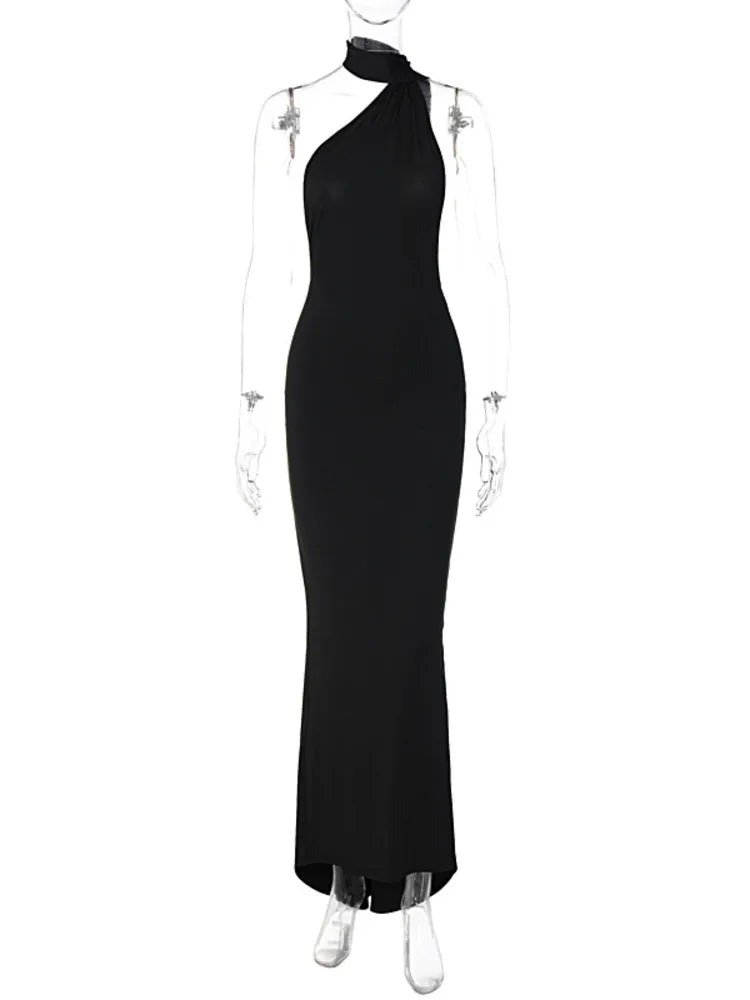 Bodycon Halter Maxi Dress Sleeveless, Backless, Ruched Women's