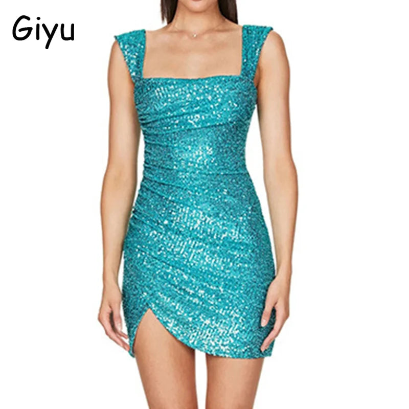 Glitter Sequin Bodycon Mini Dress for Women: Party, Prom