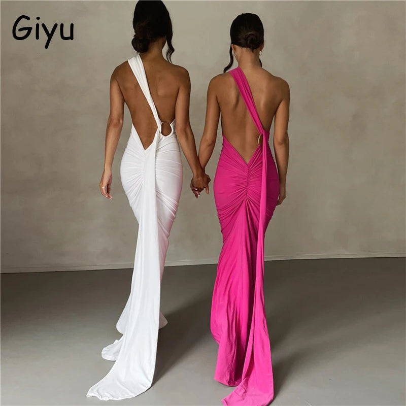 Halter Wrap Sleeveless Backless Maxi Dress for Evening Parties