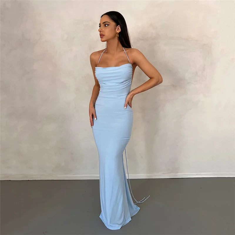 Stunning Backless Maxi Dress for Women  Spaghetti Strap Bodycon