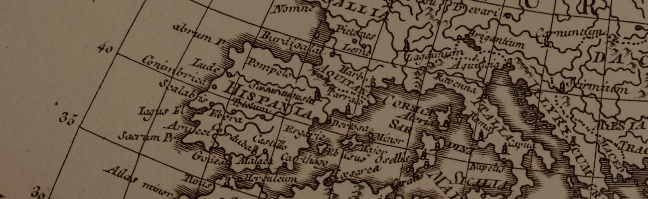 Historische Landkarte des mediterranen Europas im Mittelalter