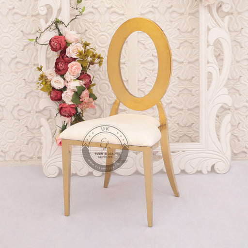 Gold Resin Louis Pop Chair with White Vinyl Cushions
