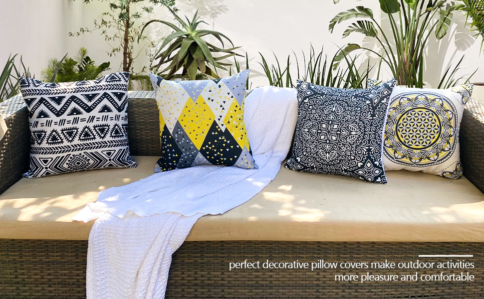 Black 22x22 pillow covers set of 4 Pillow Cover Body Pillow Cover with Zipper Decorative