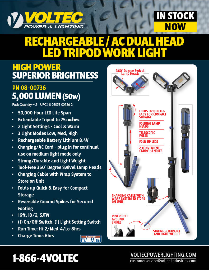 5,000 Lumen Dual Head LED Tripod Worklight