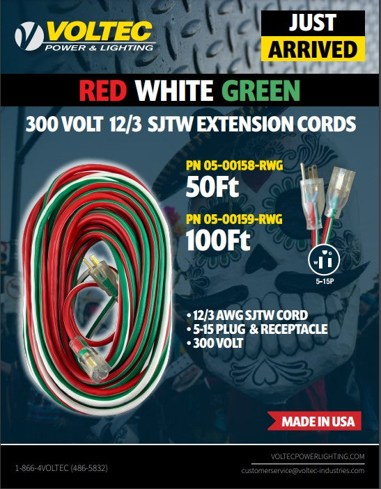 12/3 Red White Green Cord