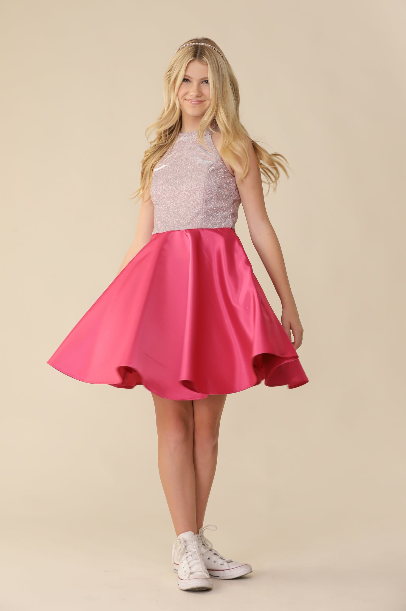 Pink Long Back Dress, KATRUS, SilkFred US