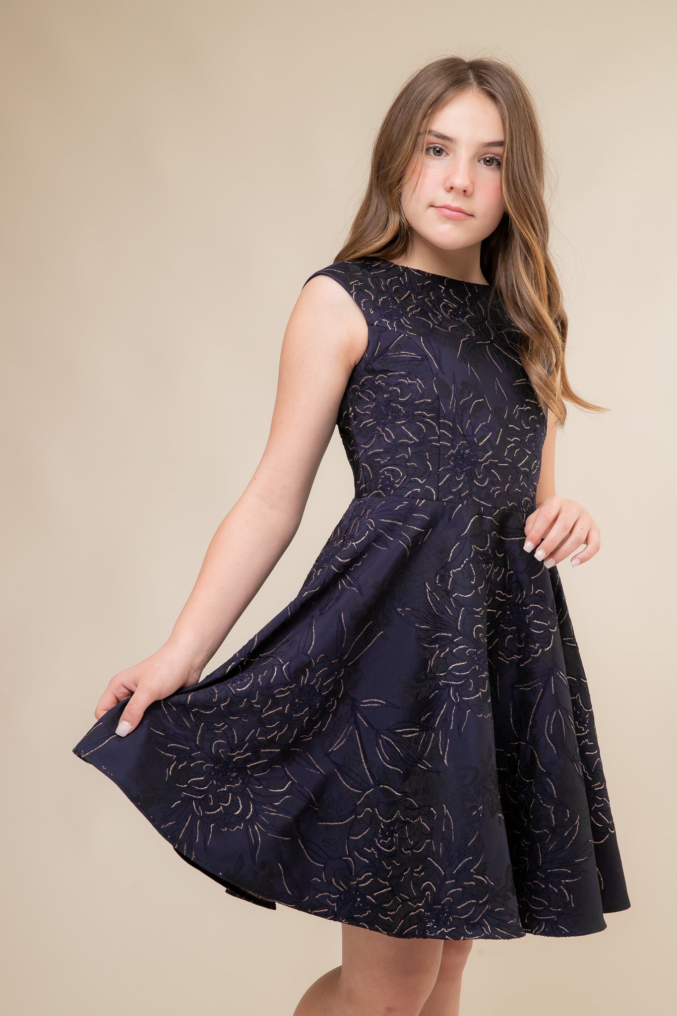 Flutter Sleeve Dress in Navy – Udtfashion