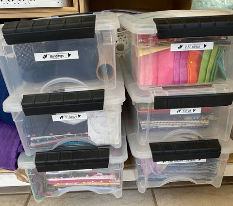 Essentially Loved Quilts fabric stash storage boxes