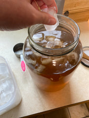 Essentially Loved Quilts cooling kombucha with ice for home brewing kombucha blog post