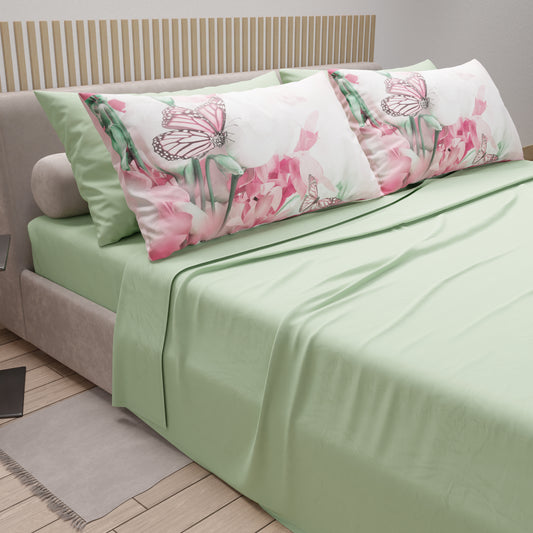 Lenzuola in Cotone, Completo Letto con Federe in Stampa Digitale Fiocco Rosa