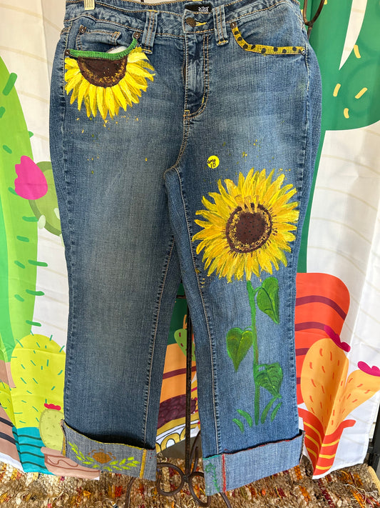 Fall Y'all Pumpkins Sunflower painted jeans – vintagegabriella