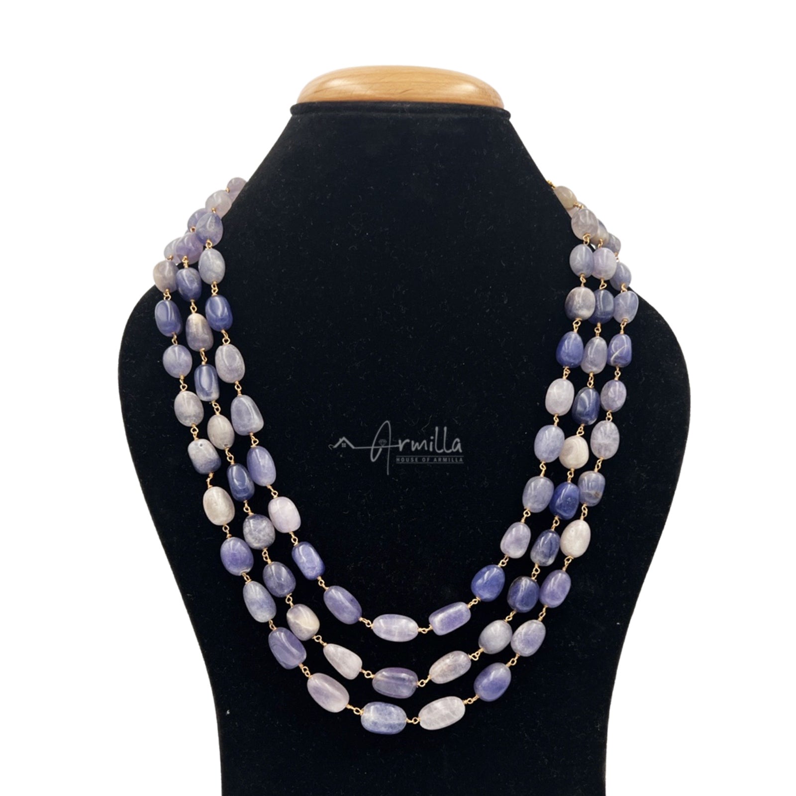 Designer multi gemstone beaded handmade necklace set at ₹3550 | Azilaa