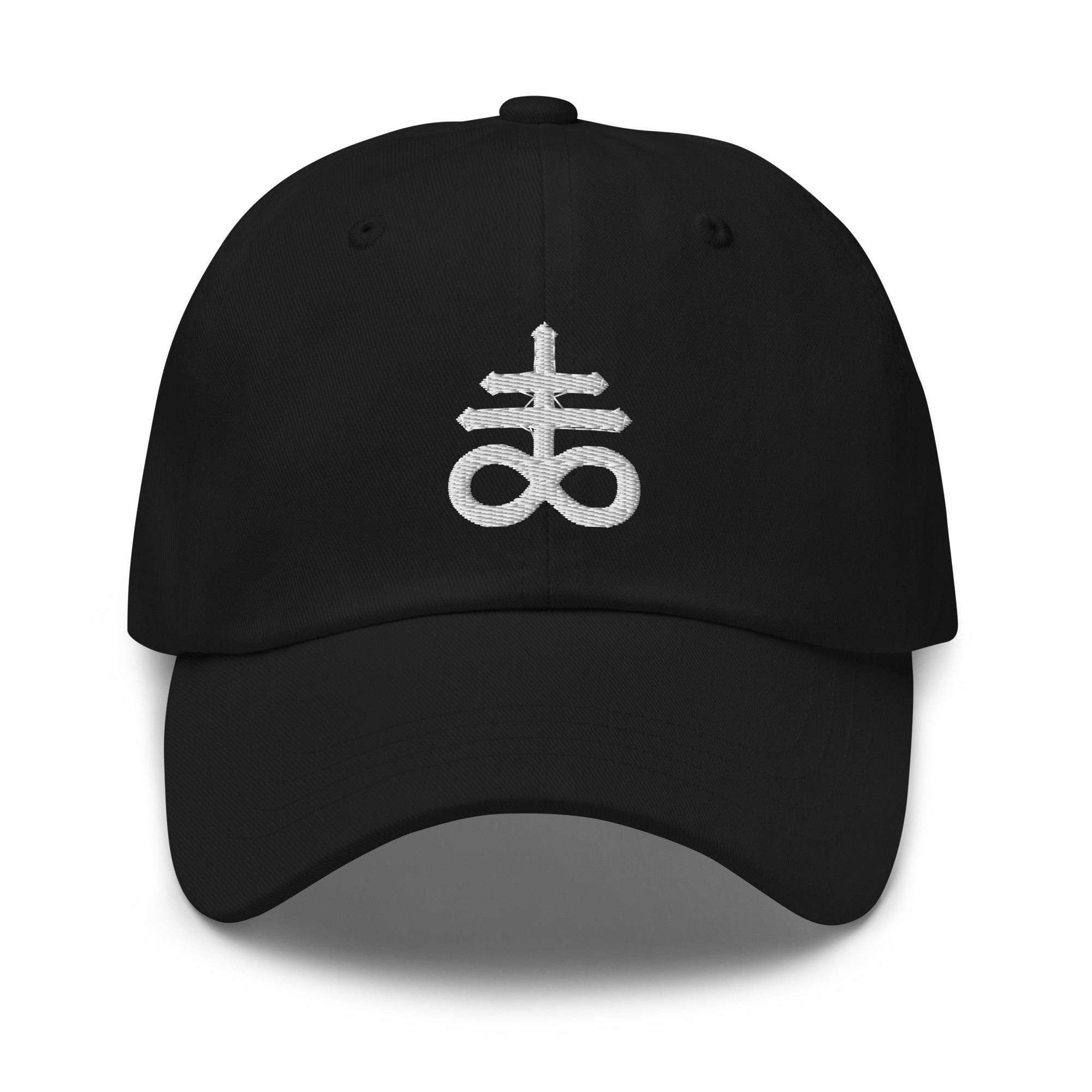 The Leviathan Cross of Satan Occult Symbol Embroidered Baseball Cap Dad Hat Black Sulfur