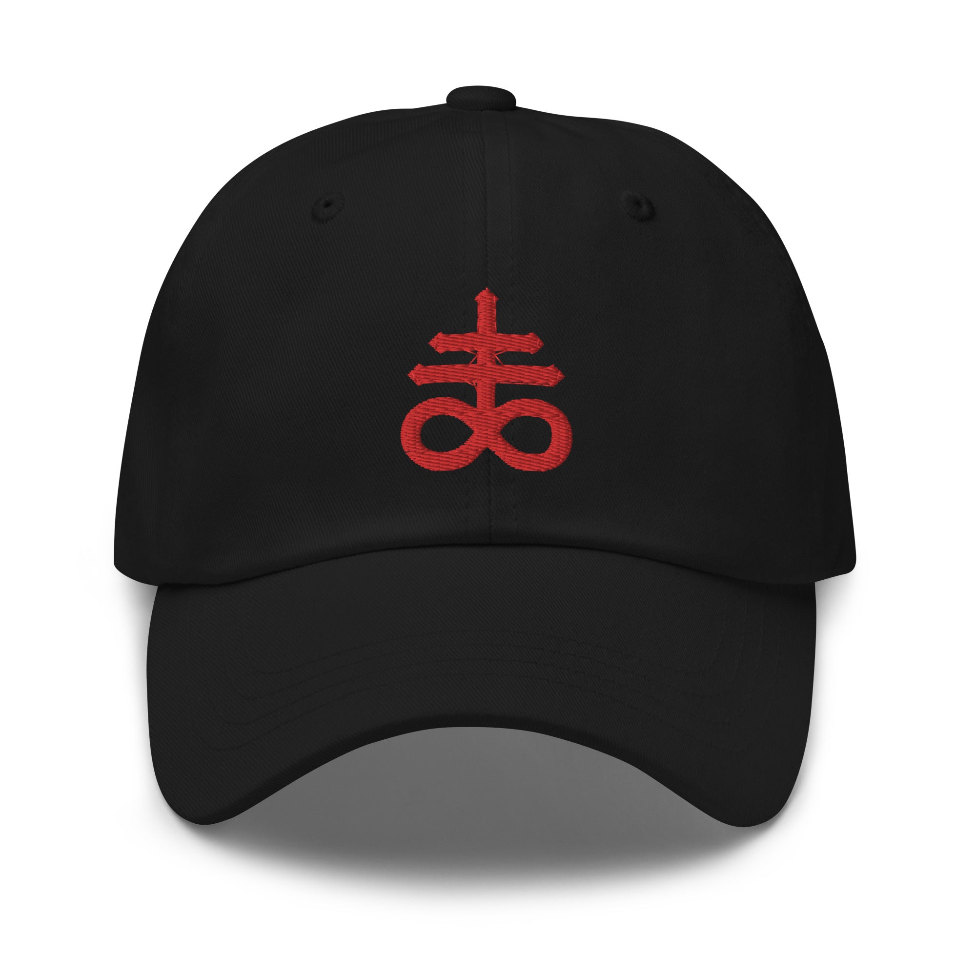 Red The Leviathan Cross of Satan Occult Symbol Embroidered Baseball Cap Dad hat Black Sulfur