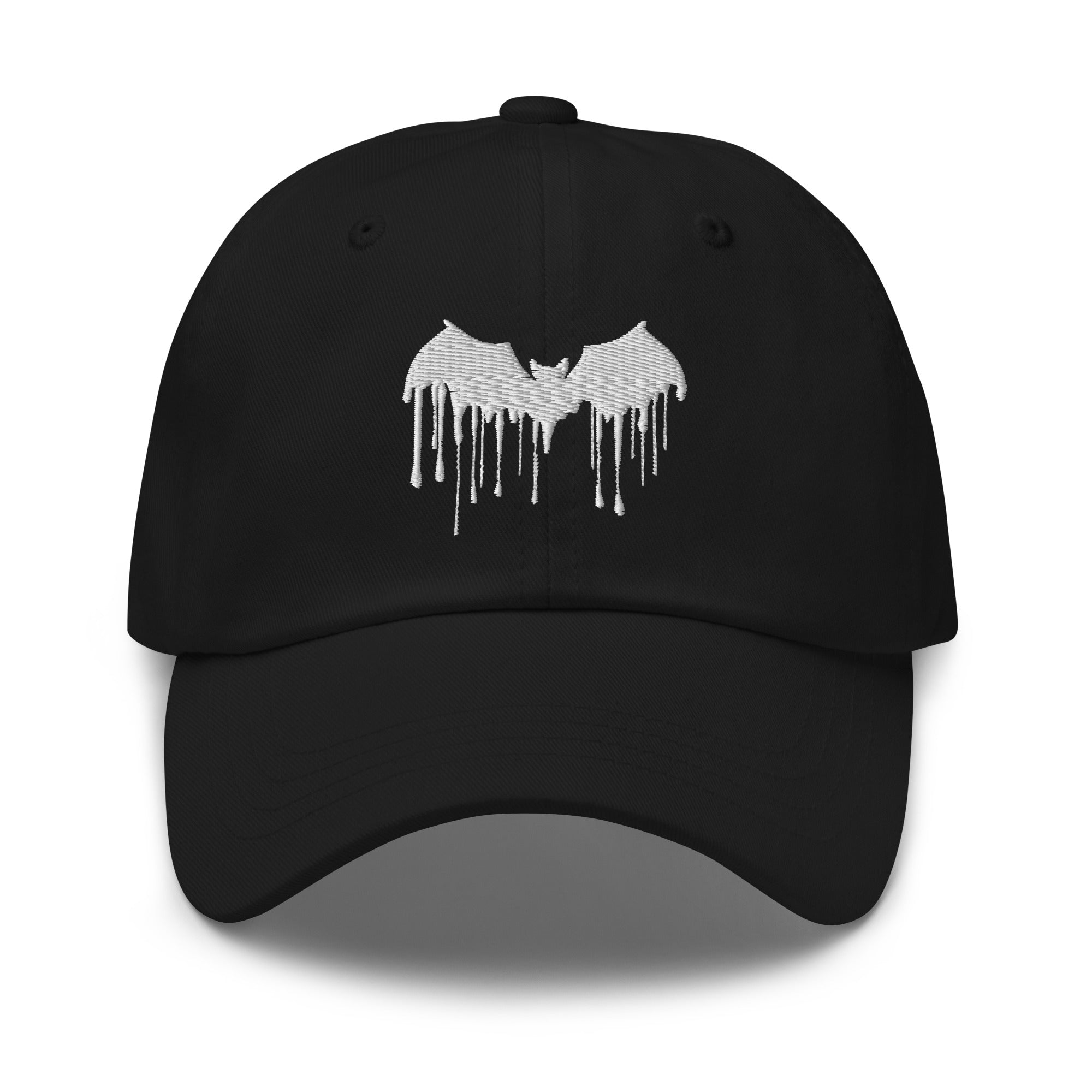 Vampire Bat Blood Drip Embroidered Baseball Cap Dad hat White Thread