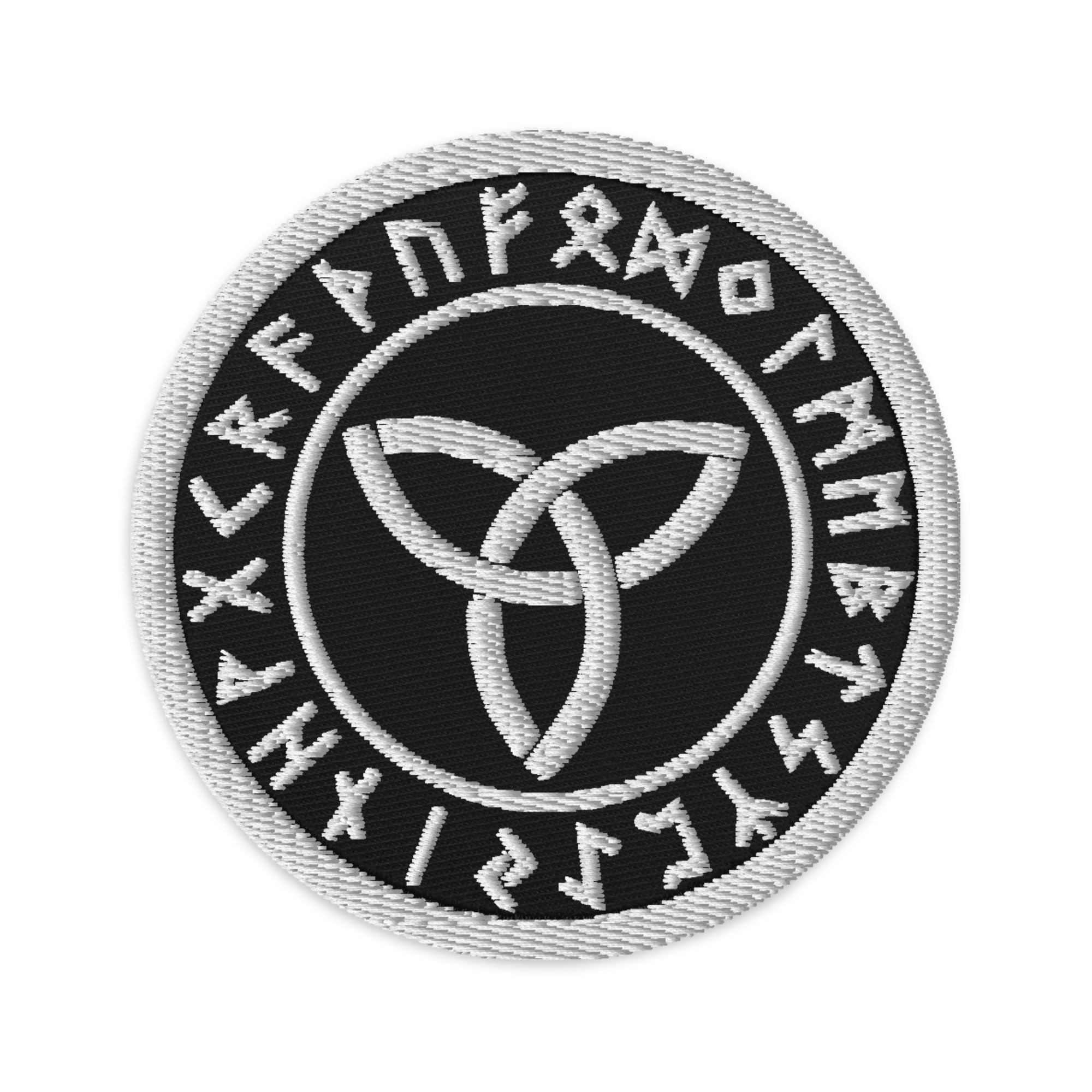 Triquetra Symbol with Viking Runes Embroidered Patch Infinity