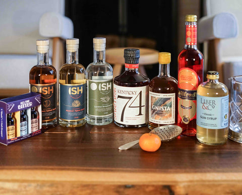 The Zero Proof Classic Cocktail Gift Bundle with All the Bitter Travel Set, GinISH, RumISH, ISH Mexican Agave Spirit, Spiritless Kentucky 74, Wilfred's Bittersweet Aperitif, Liber & Co. Classic Gum Syrup