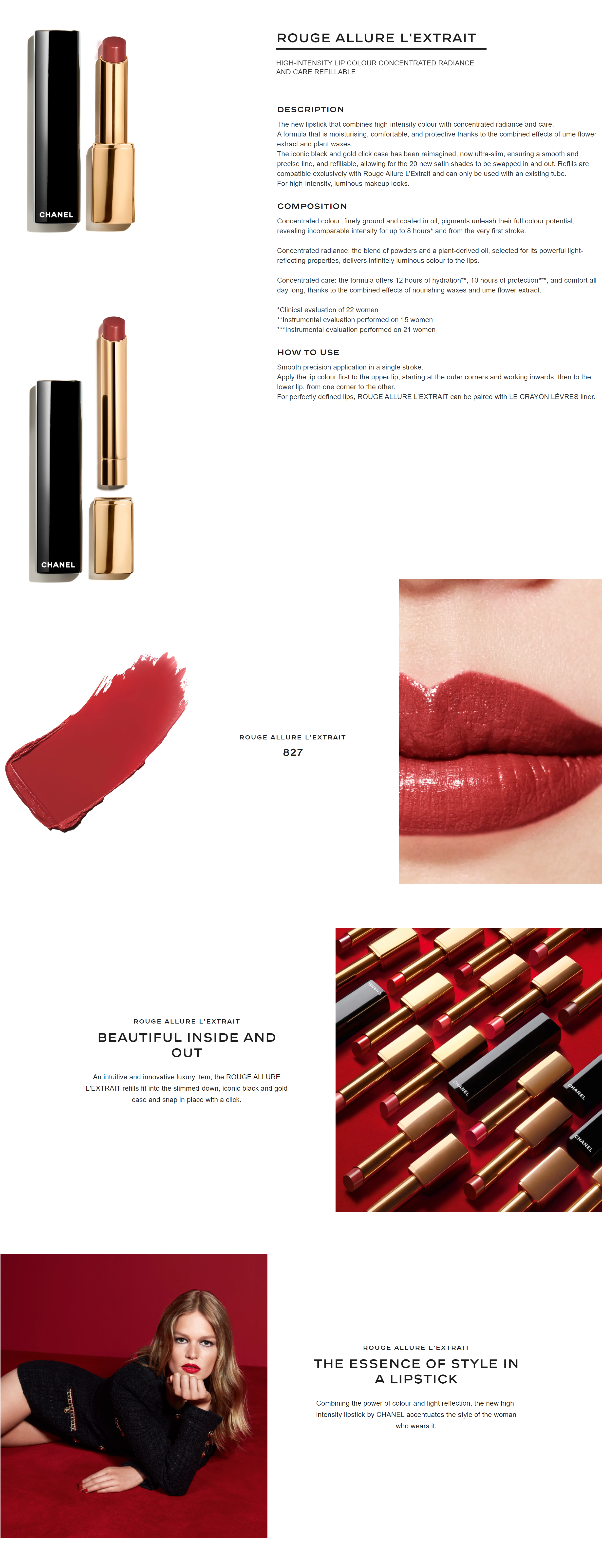 CHANEL ROUGE ALLURE L'EXTRAIT High-Intensity Lip Color Concentrated  Radiance and Care Refillable