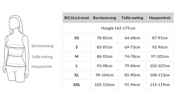 BICALLA Maattabel voor topjes