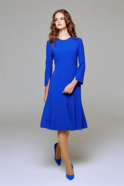 Royal Blue Fluted Dress – RUMOUR LONDON