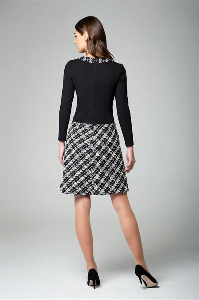 Jersey Dress With Checked Tweed Skirt – RUMOUR LONDON