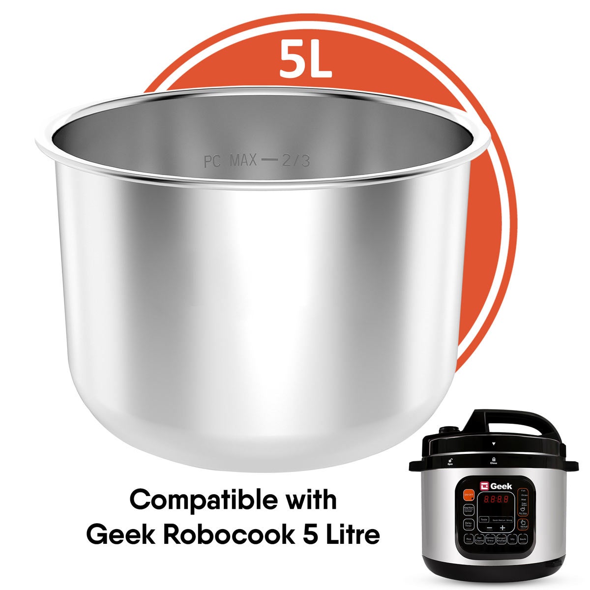 Geek Robocook 5L Stainless Steel SS Pot Spare Part Geek