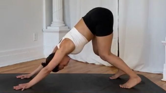 Yoga Detox Poses-Downward-Facing Dog with Hamstring Stretch 2