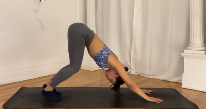 1. Downward-Facing Dog with Knees Bent - Single Leg Yoga Poses