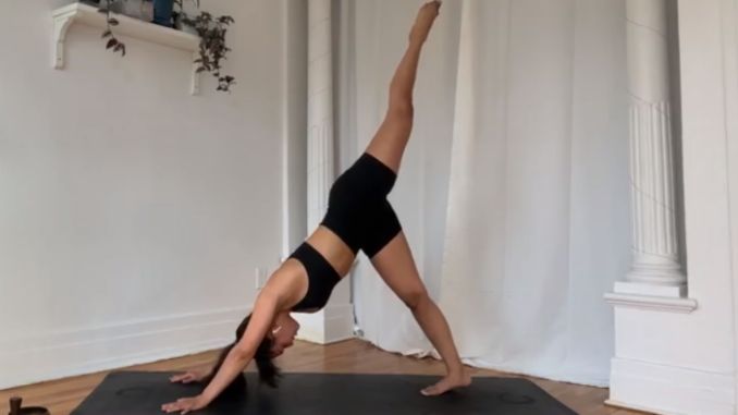 Downward Dog with Hip Opener 1