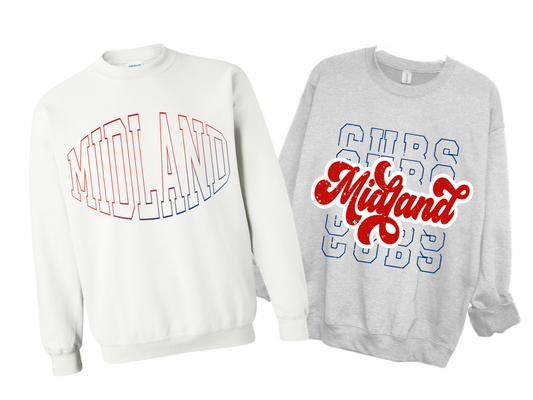 Pink Mustache Boutique Midland Cubs Sweatshirt / Gildan or Bella Canvas Brand Adult 2XL / Gildan