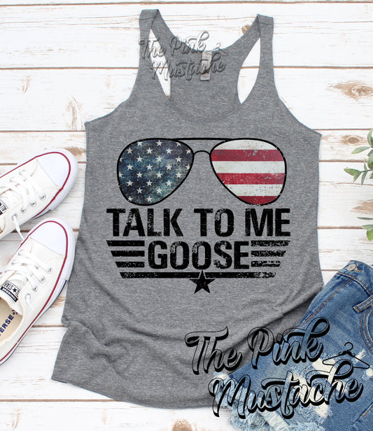 Top Gun Sunglasses American Flag Talk To Me Goose shirt - Kingteeshop