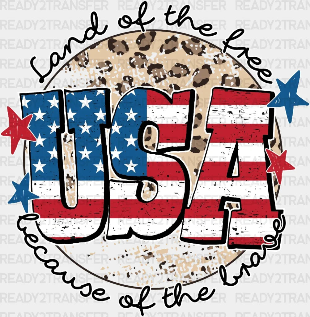 Land Of The Free Leopard 4th Of July DTF Heat Transfer, Independence Day Design, Fourth Of July DTF
