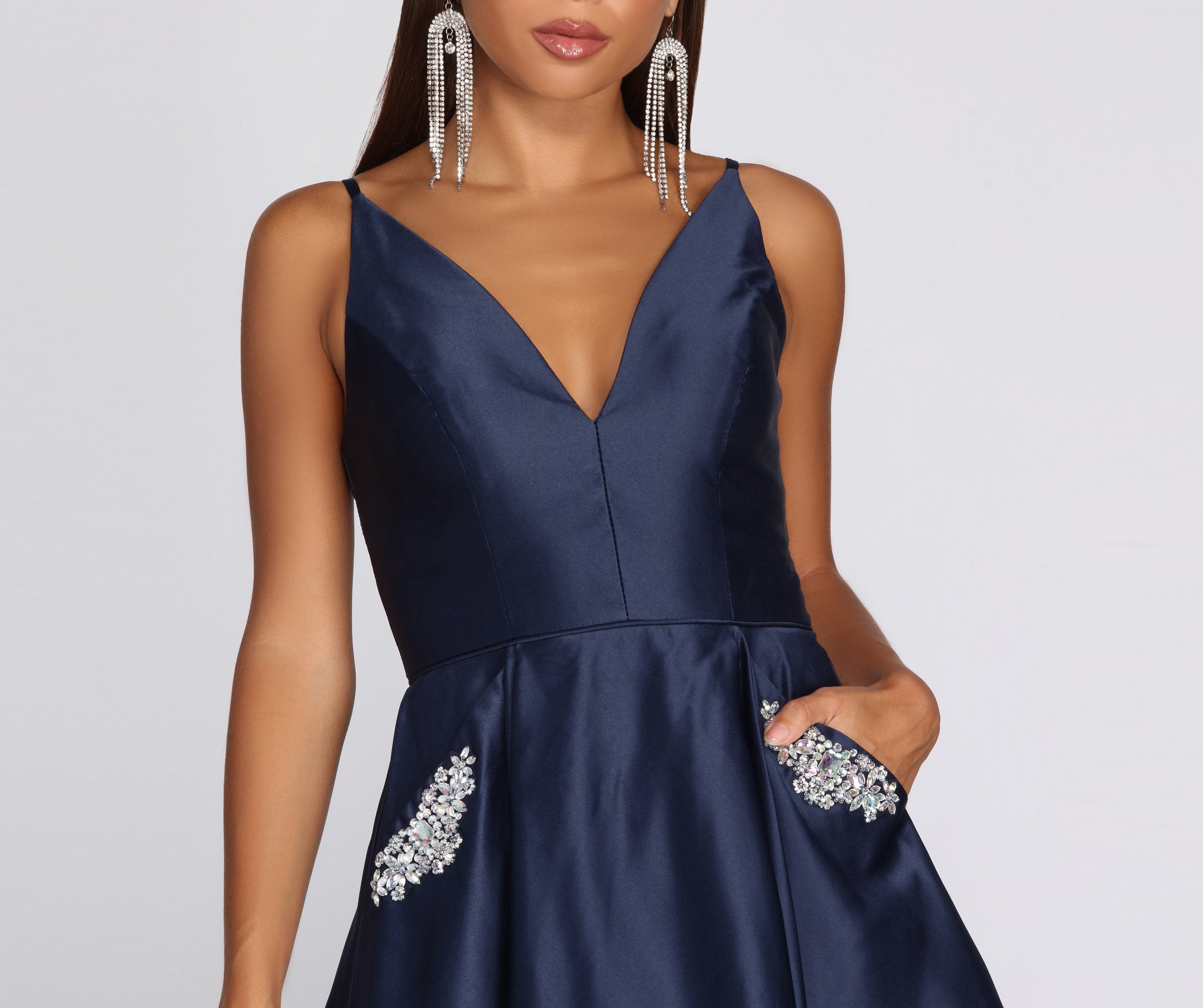 River Formal Satin Party Dress