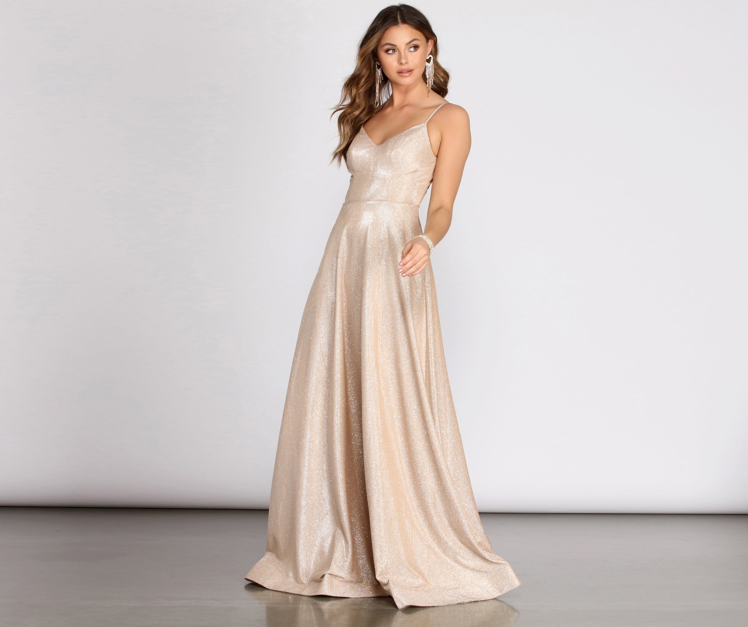 Aime Glitter A-Line Gown