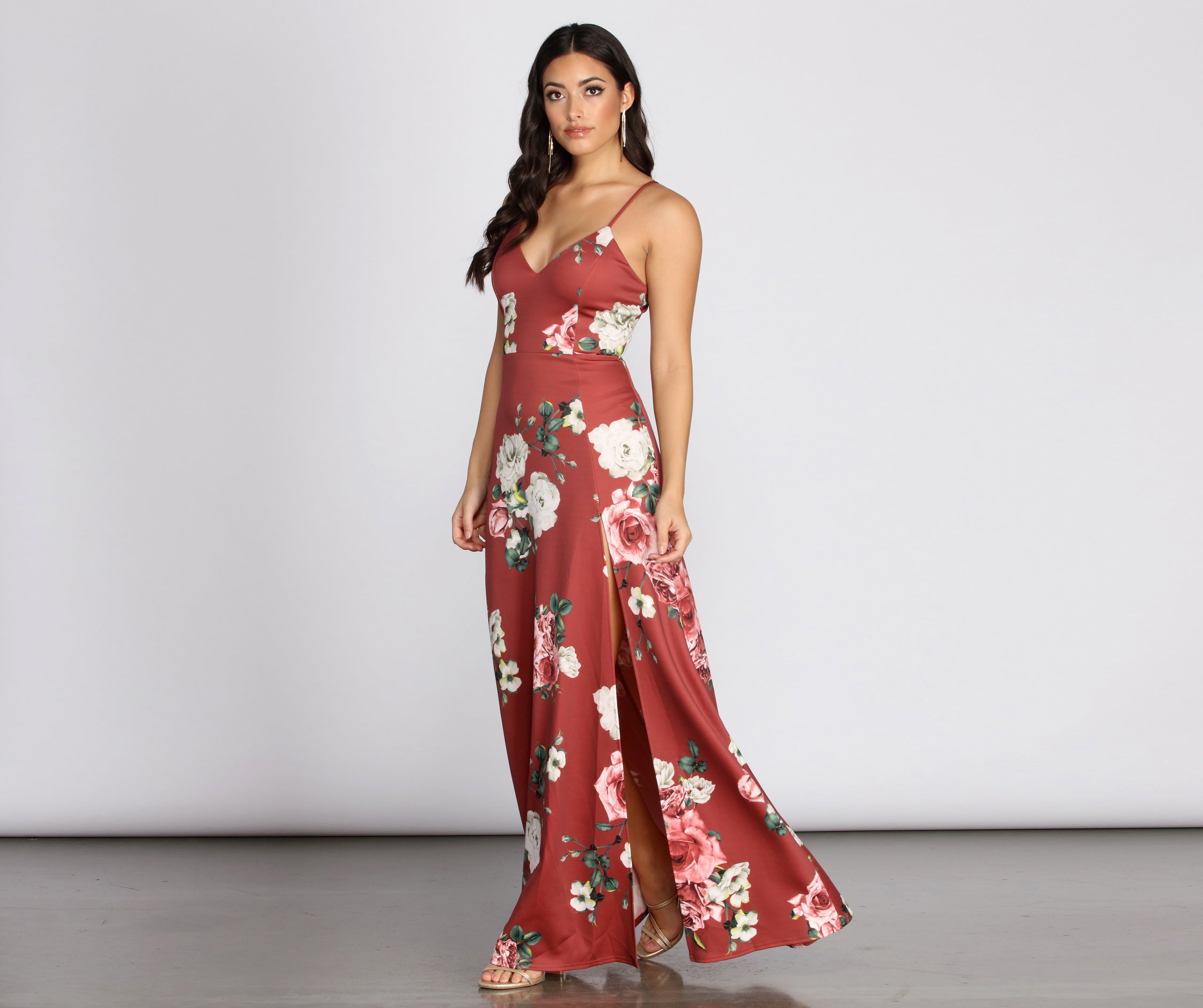 Danya Scuba Floral A-Line Dress