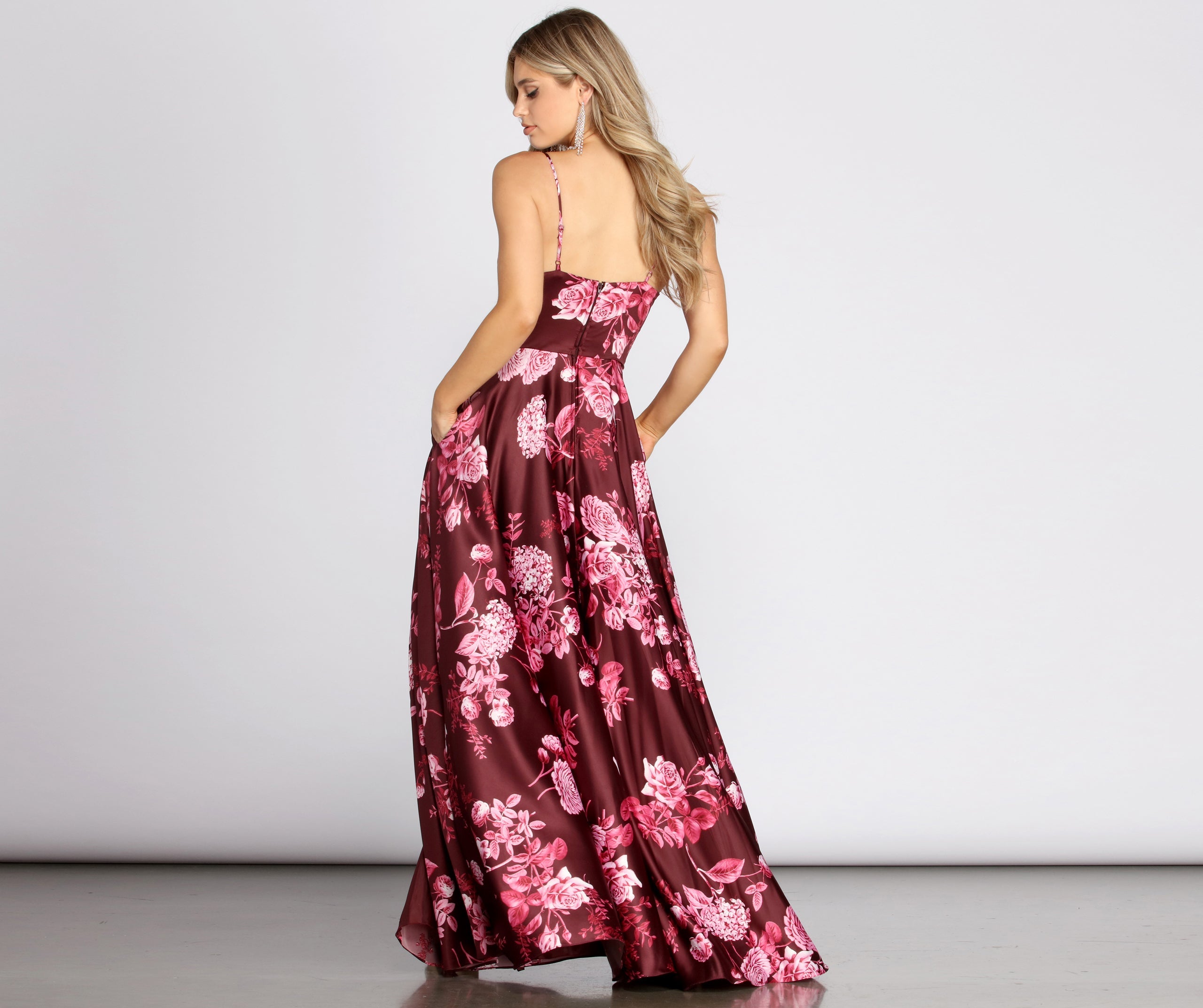 Lhea Satin Floral A-Line Dress