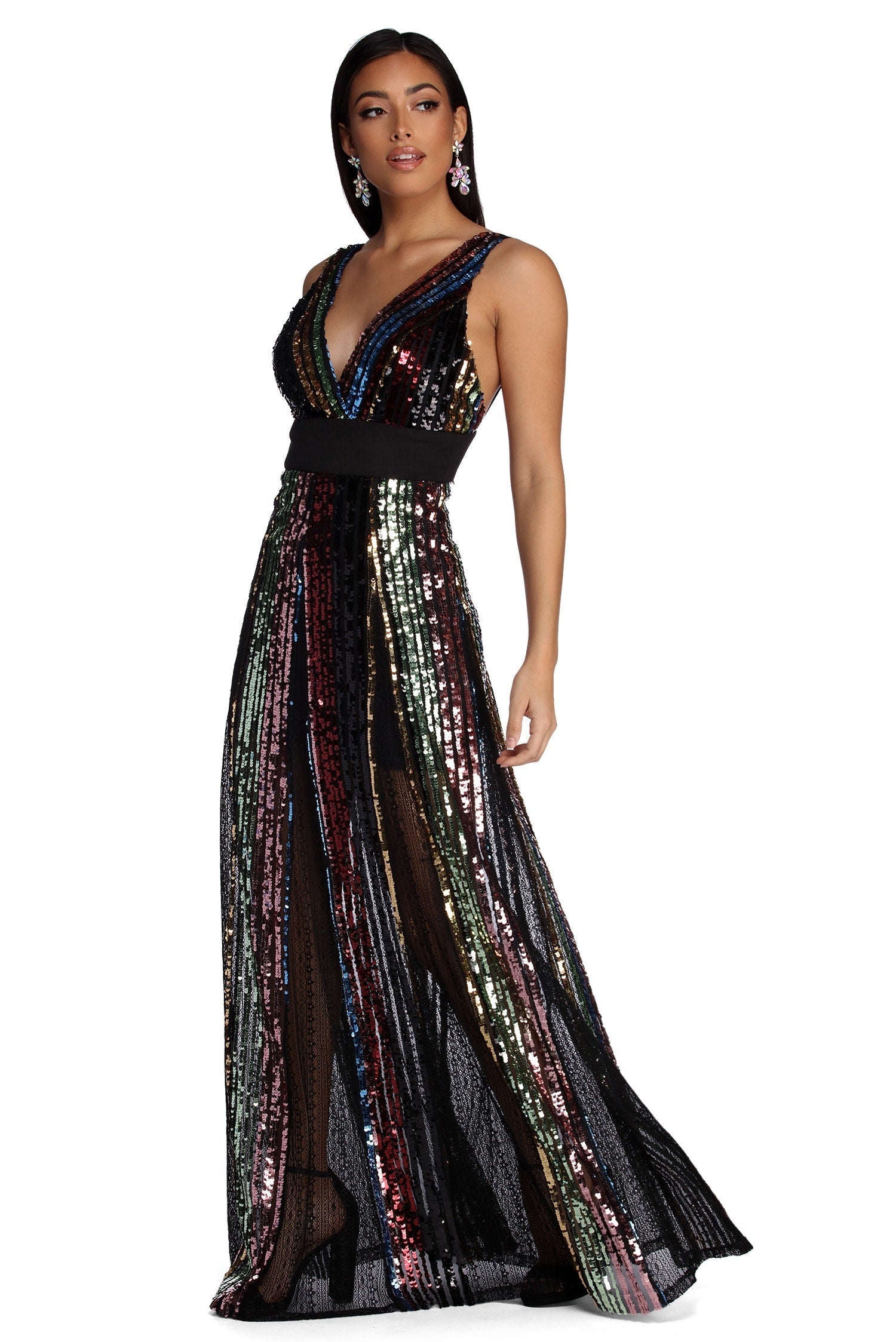 Michaela Formal Rainbow Sequin Dress