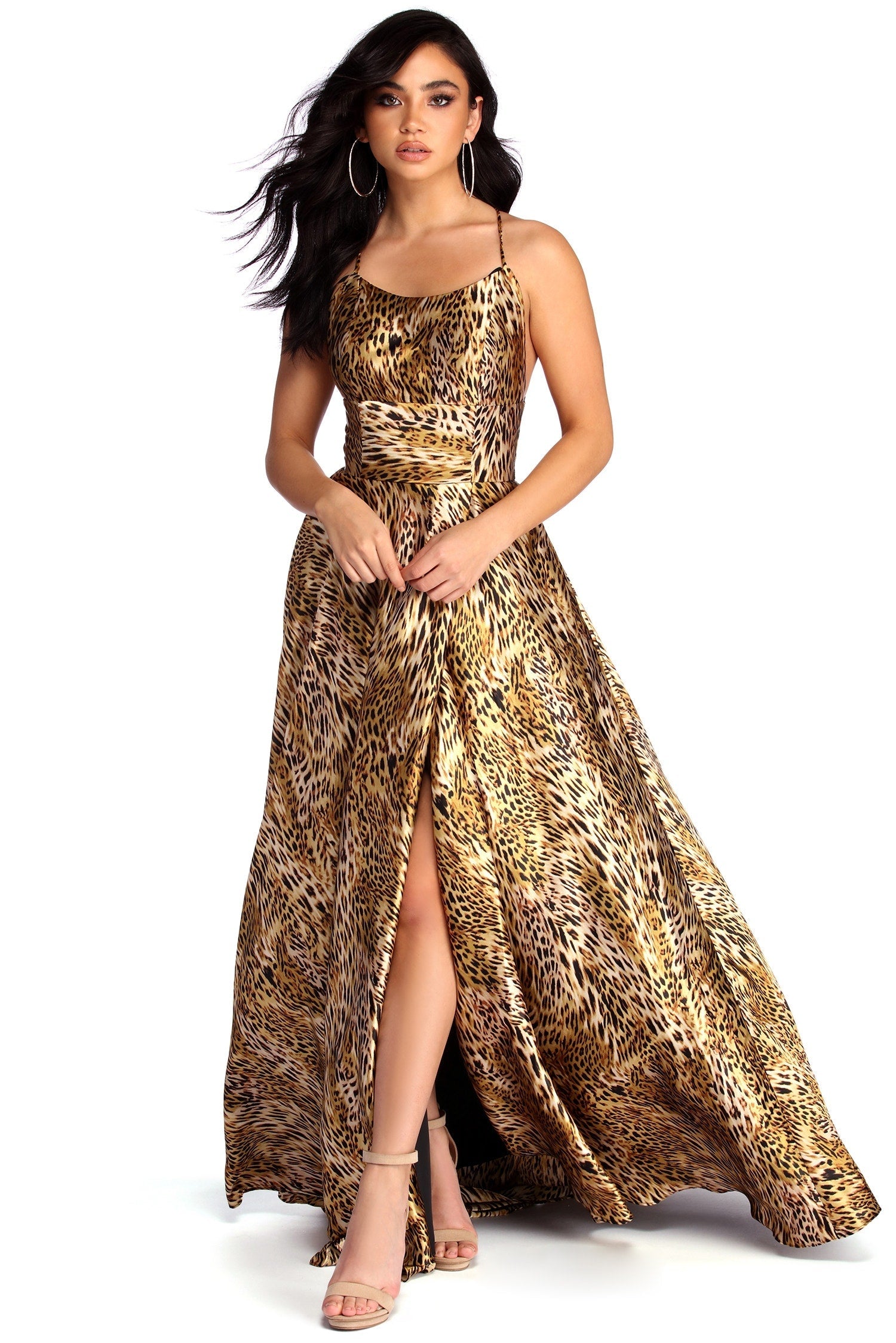 Roseanna Formal High Slit Leopard Dress