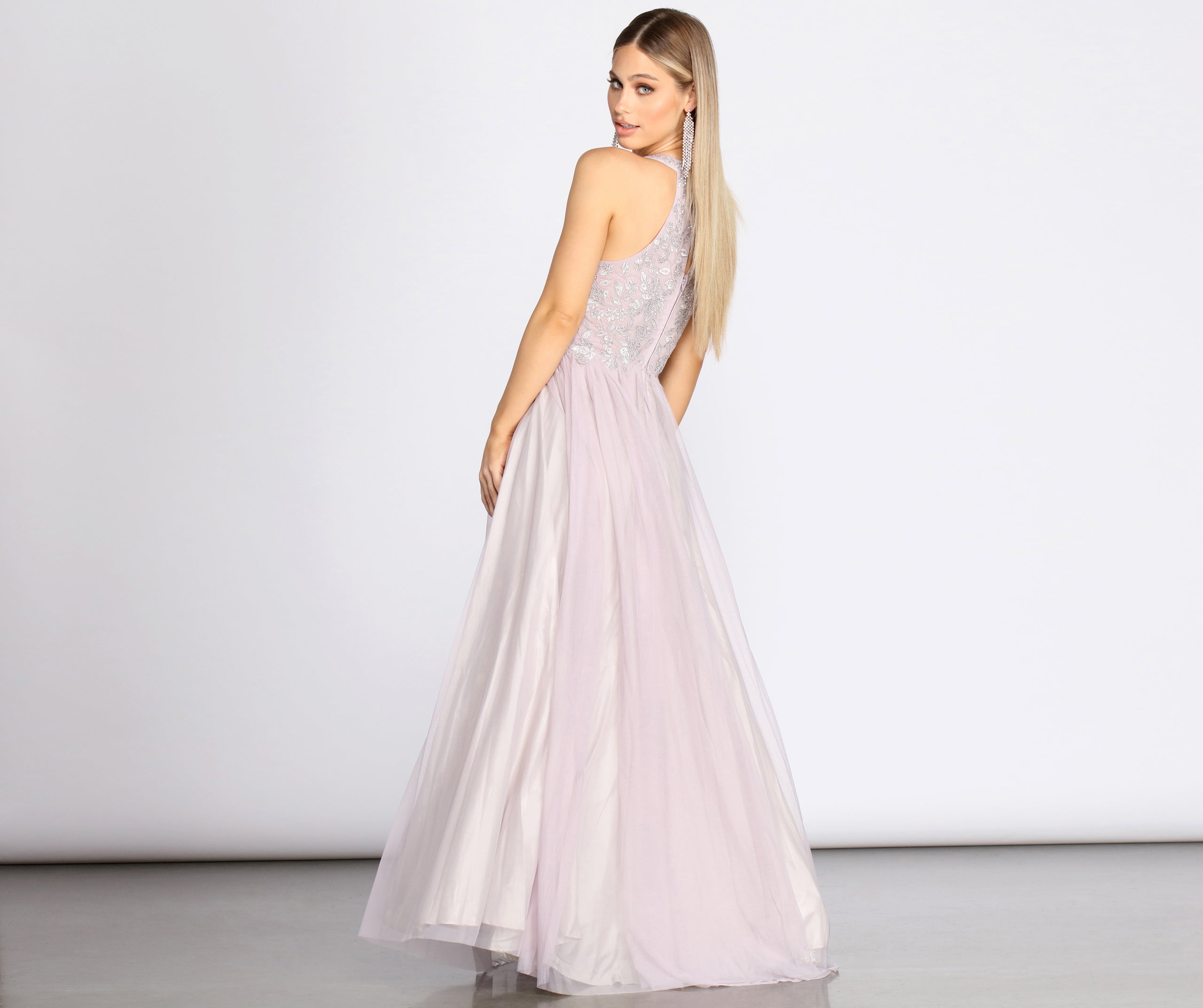 Briella Lace High Neck Tulle Ball Gown