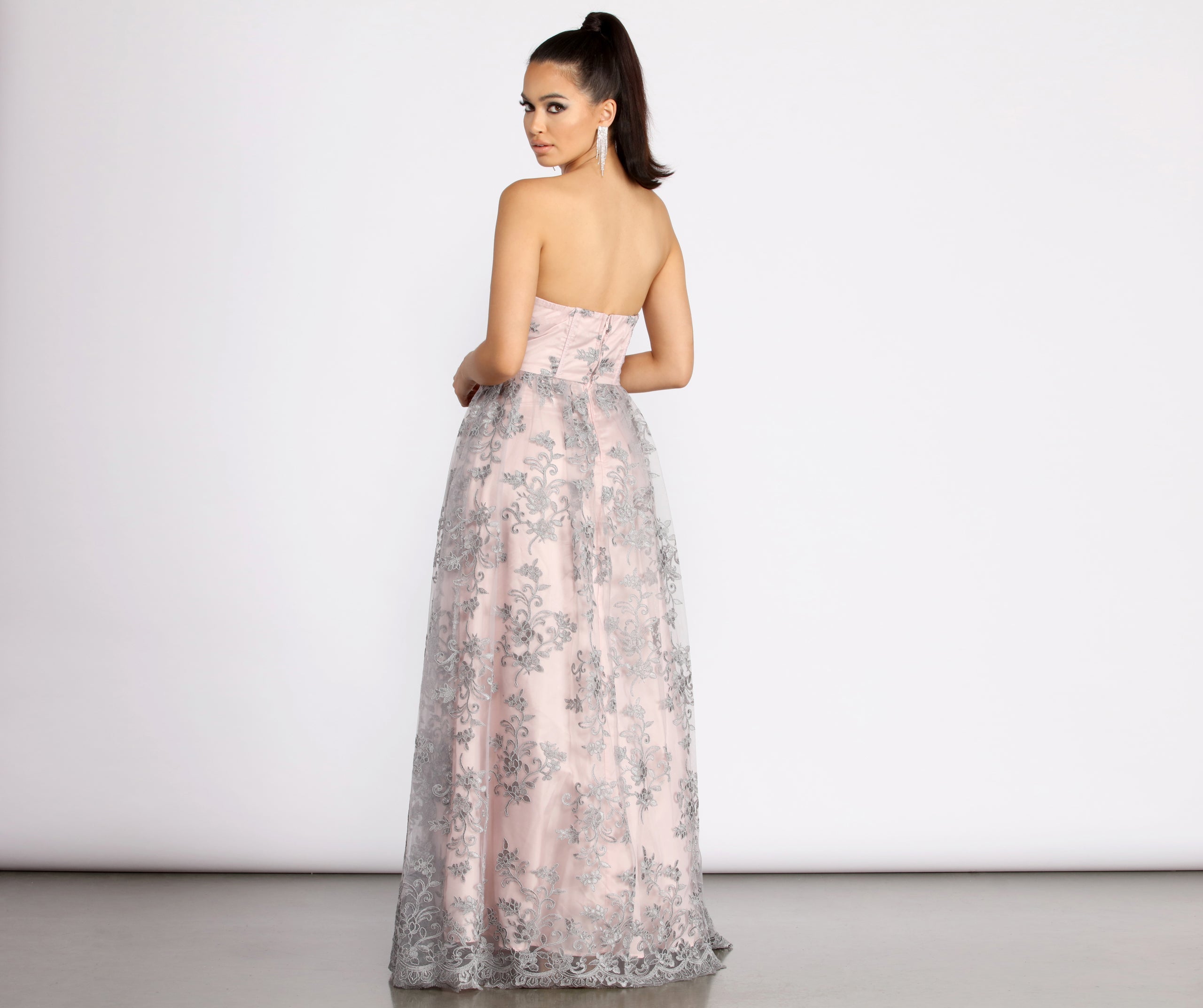 Sinclair Embroidered Strapless Ball Gown