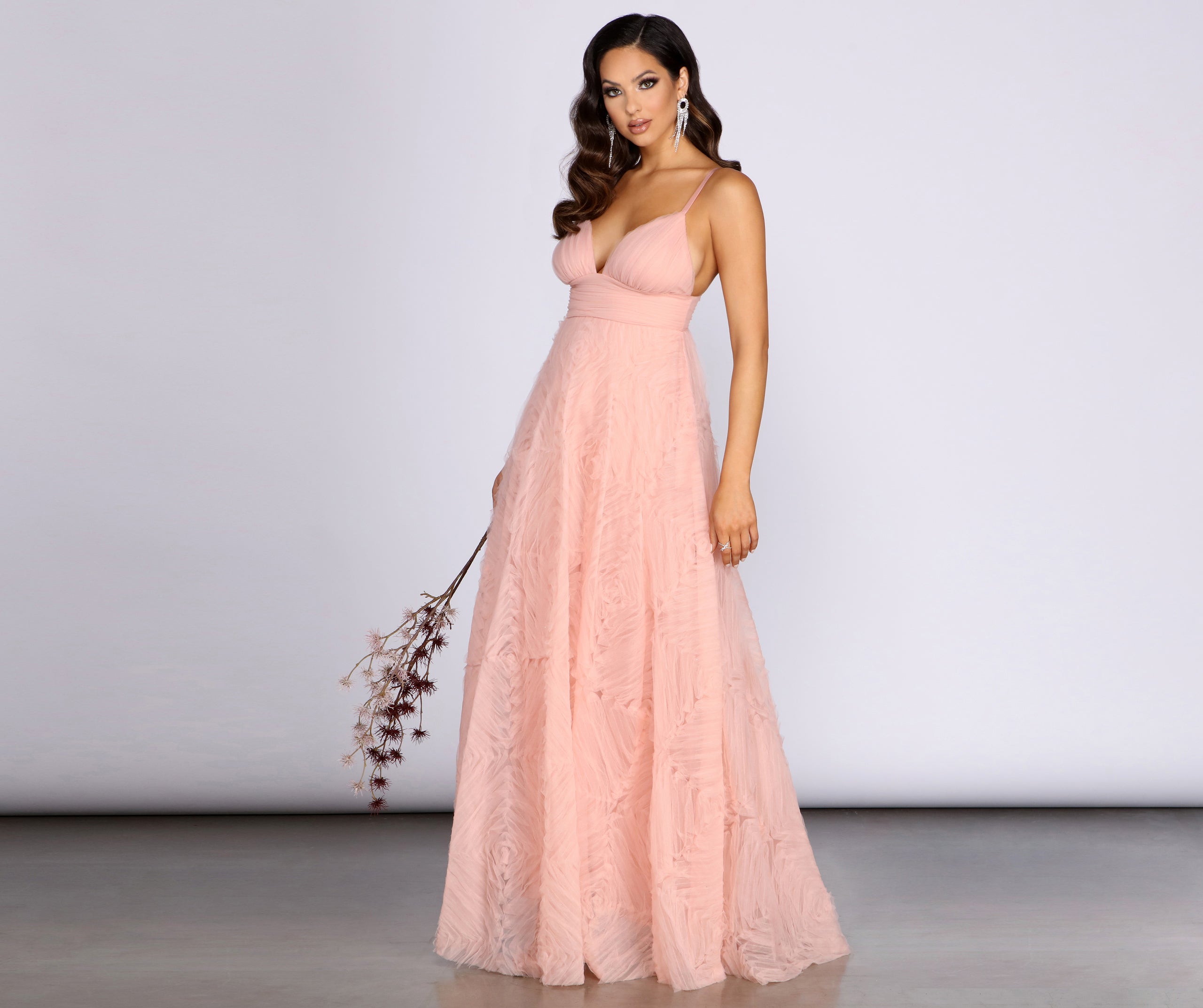 Aleta Deep V Tulle Ball Gown