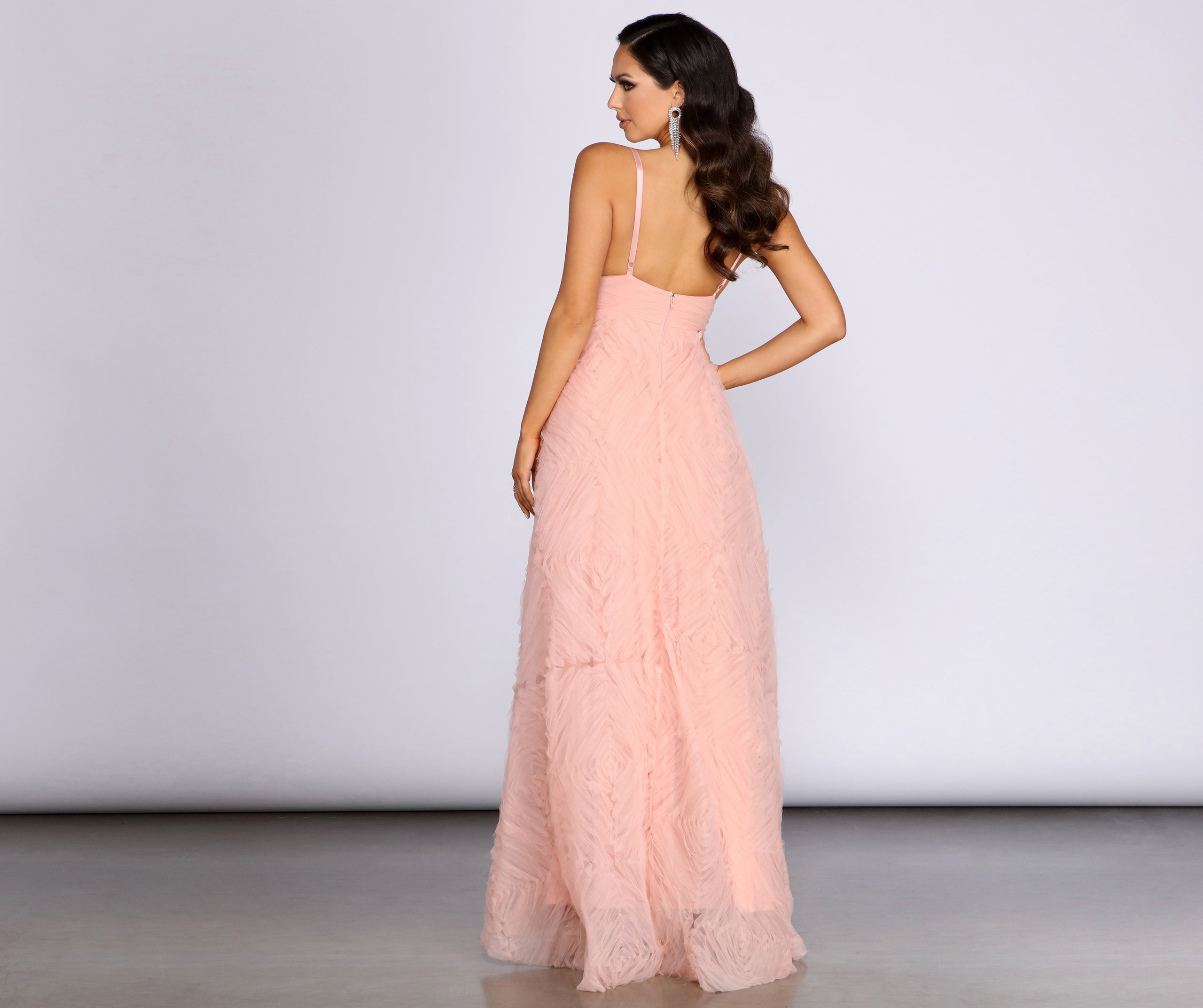 Aleta Deep V Tulle Ball Gown