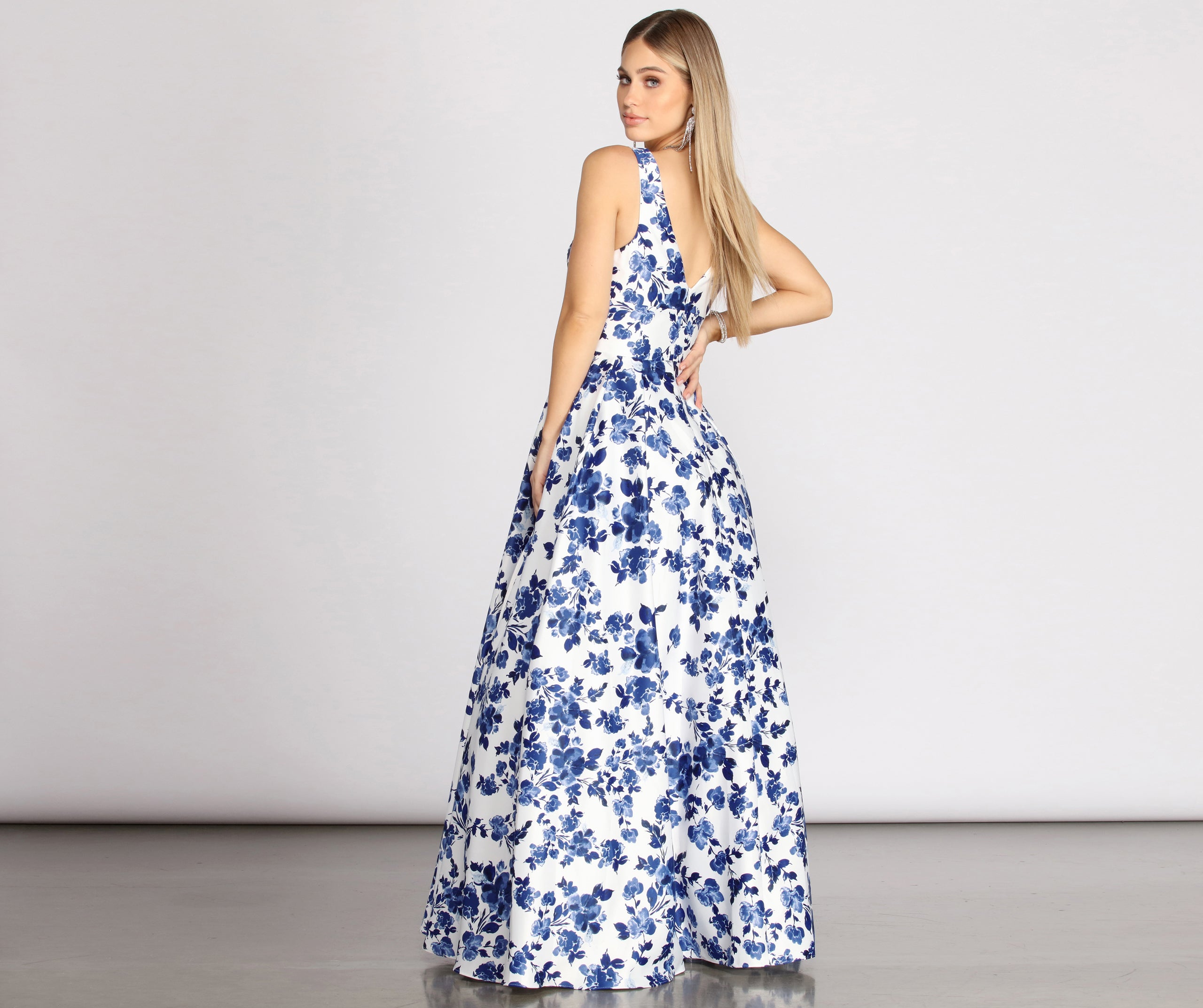 Jackie Floral Satin Ball Gown