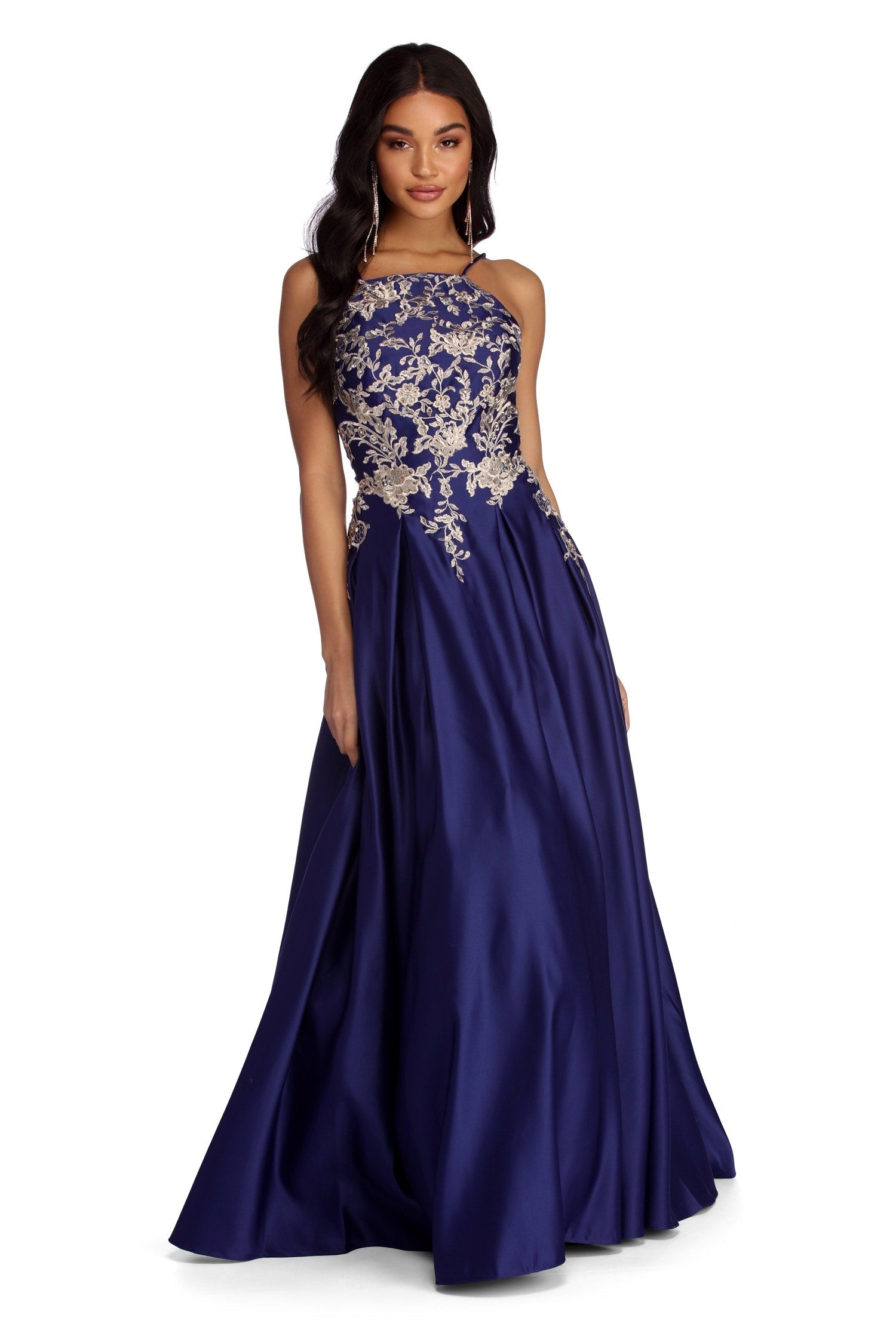 Ryleigh Floral Satin Ball Gown