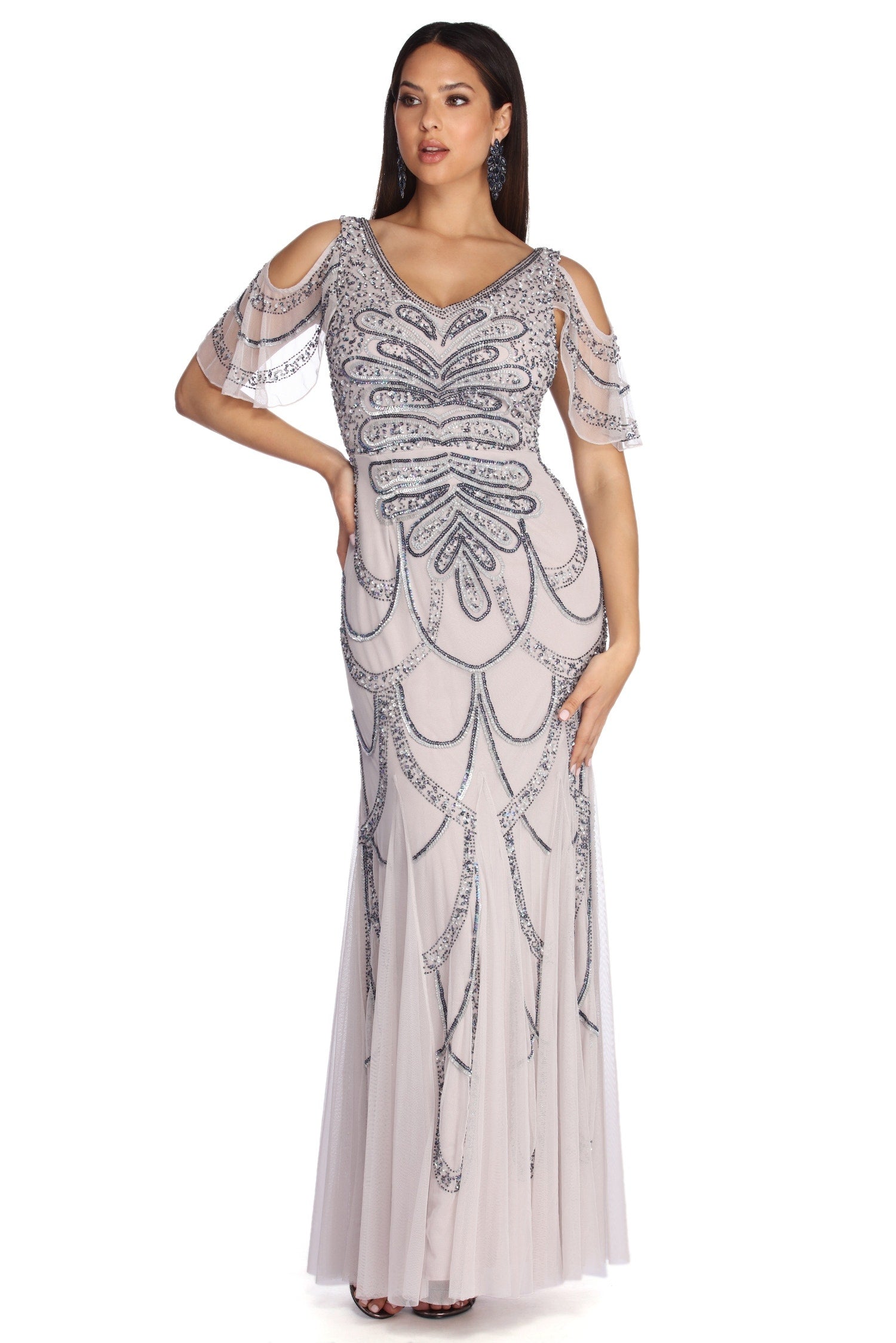 Francine Formal Beaded Chiffon Dress
