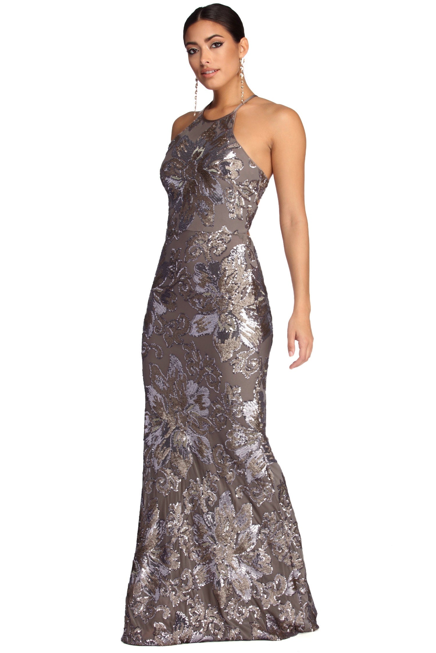 liyah Formal Sequin Open Back Dress